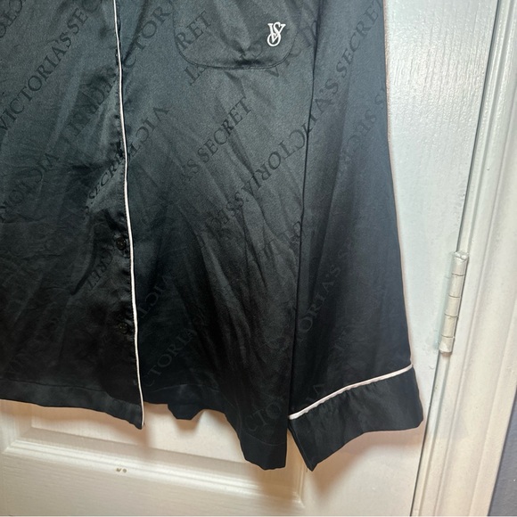 Victoria Secret Pajama Shirt Dress Black Casual Women's Long Sleeve Size Medium - Picture 6 of 9